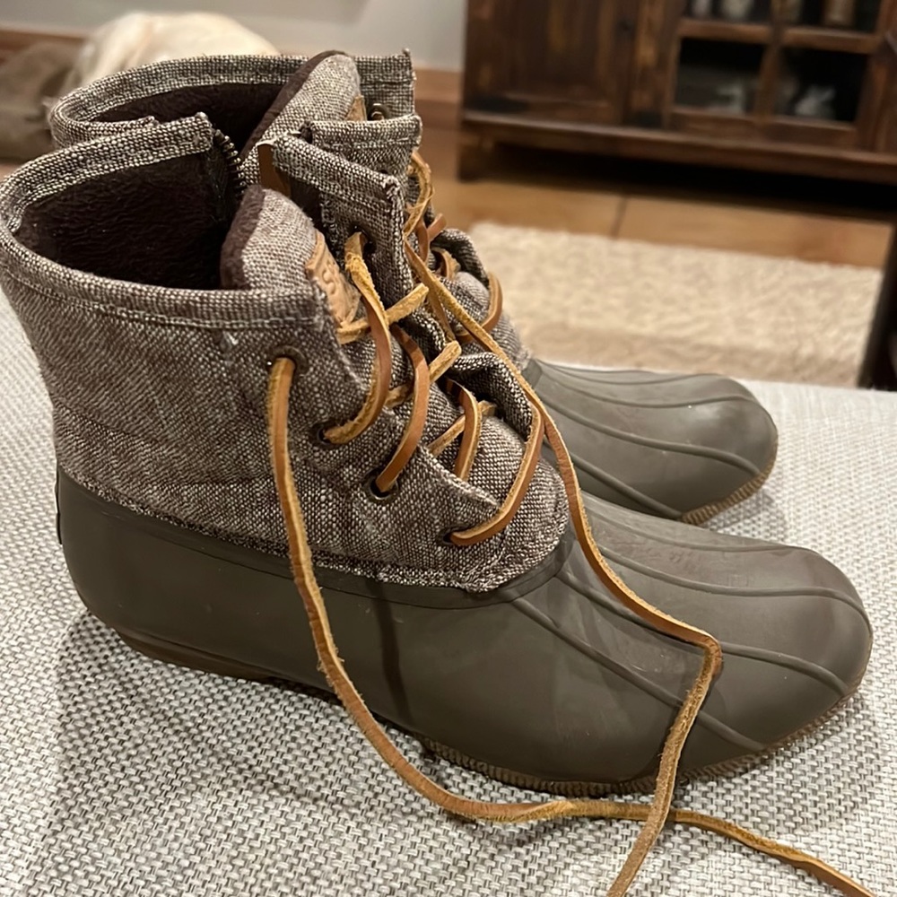 Canvas upper waterproof rubber boots